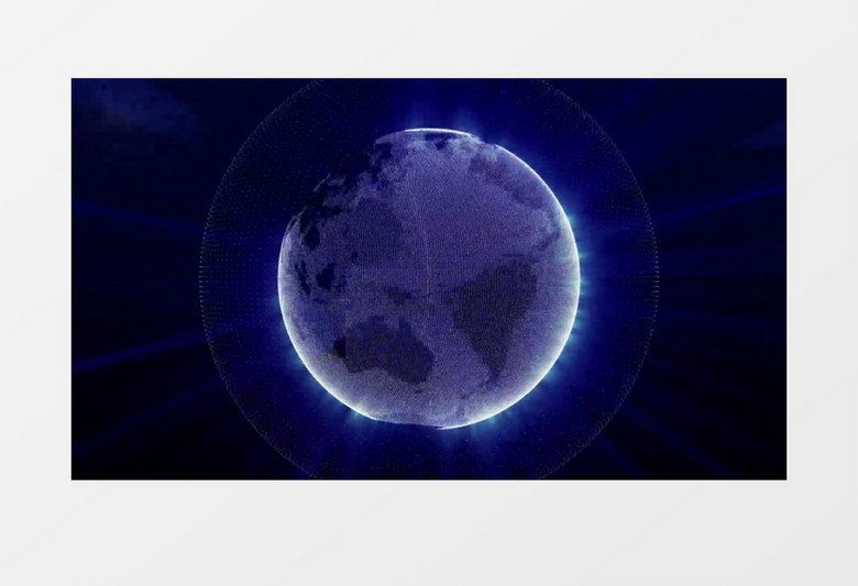 蓝色旋转的粒子地球模型背景视频素材