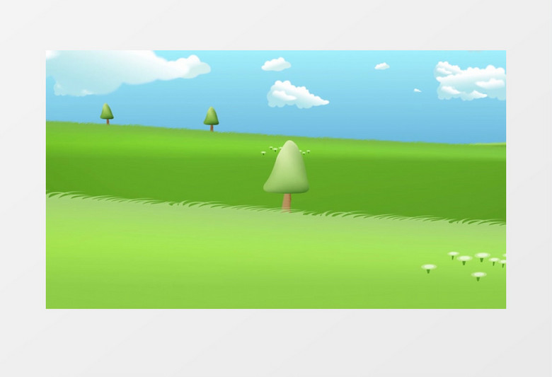 创意卡通蓝天和绿绿的草地背景视频素材