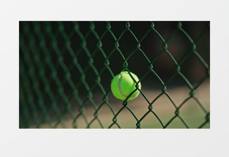 镶嵌在铁网里的网球实拍视频素材