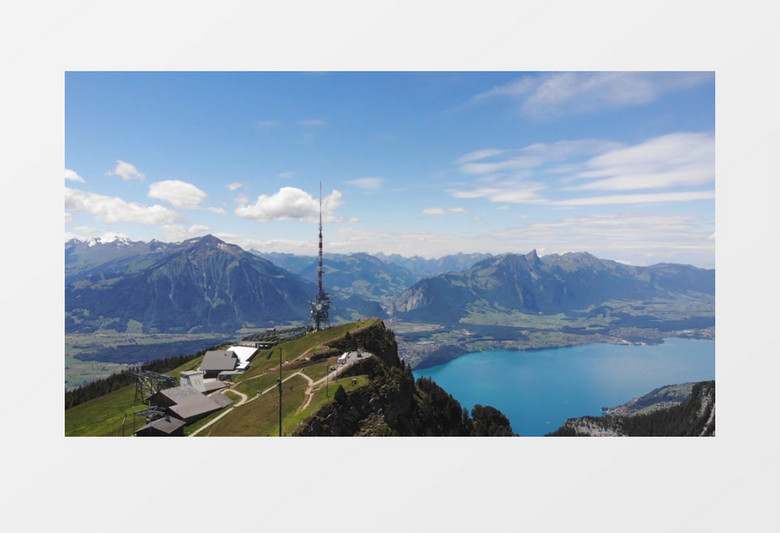 实拍远处的山川和平静的河流景象实拍视频素材