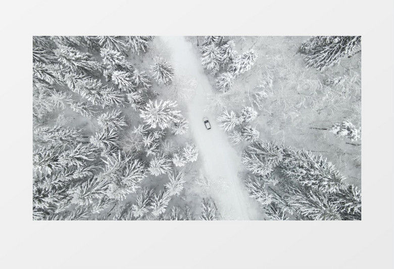 一辆汽车停靠在被大雪覆盖的路面上实拍视频素材