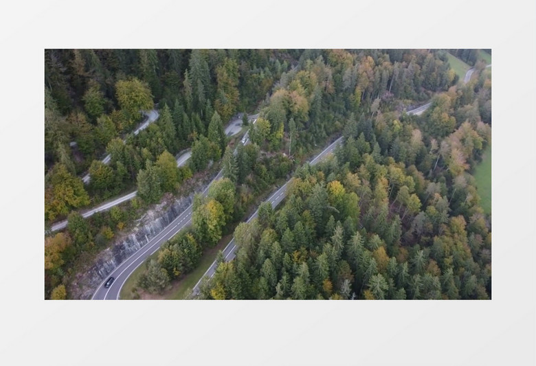 树林从中的盘山公路景象实拍视频素材