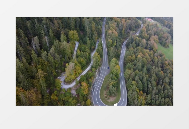 在树林中修建的盘山公路实拍视频素材