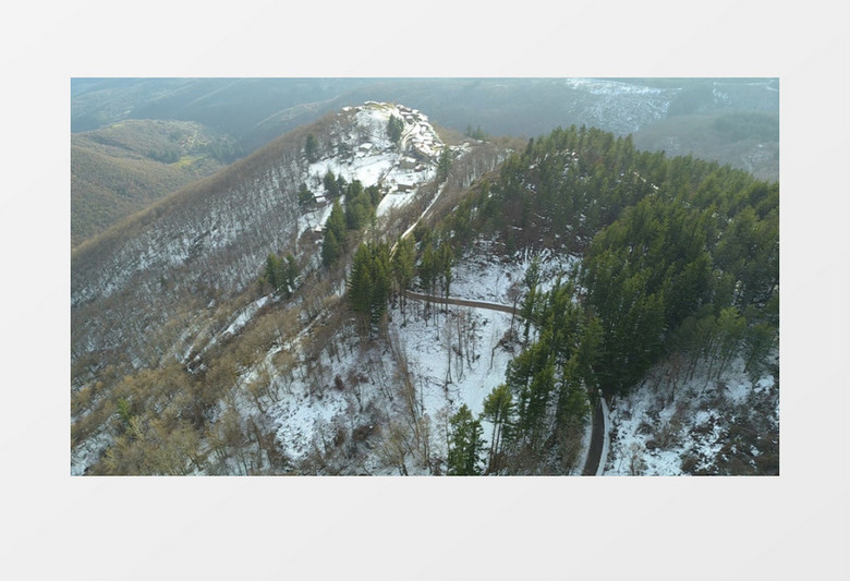 雪后航拍森林山川缩影实拍视频素材