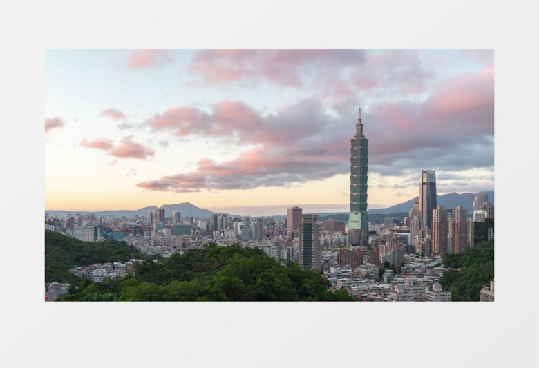 延时拍摄城市建筑从早到晚的变化状况实拍视频素材