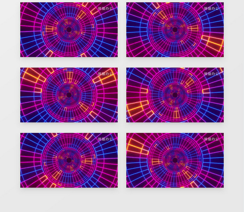 霓虹转盘旋转动画背景有音乐视频素材下载 Mp4格式 熊猫办公