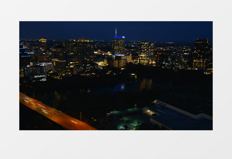 延时拍摄夜晚城市的霓虹景观实拍视频素材