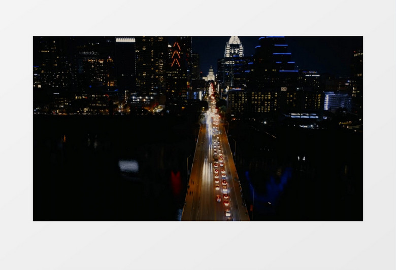 延时拍摄夜晚道路上的车流信息实拍视频素材