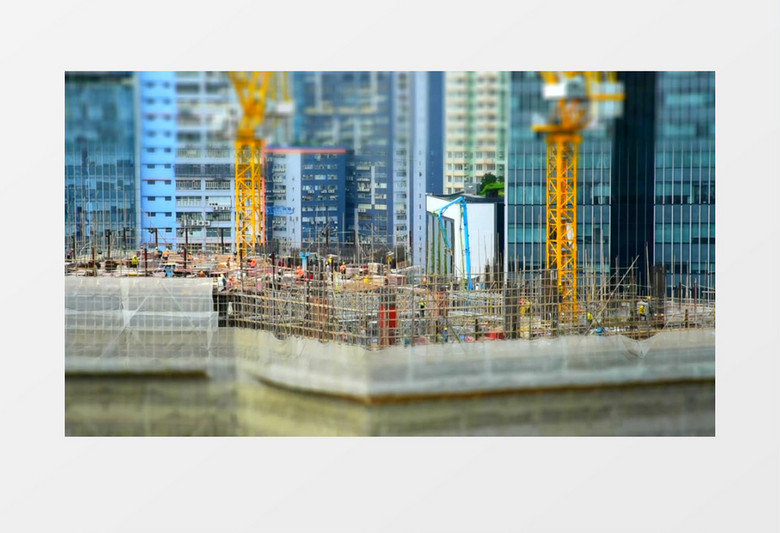 延时拍摄工地工人在扎架子实拍视频素材