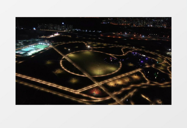 航拍城市道路夜景景观实拍视频素材