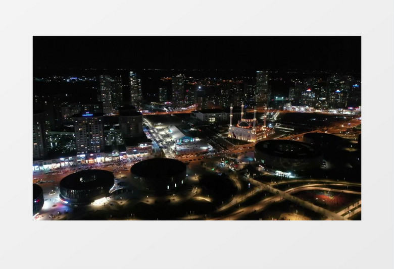 航拍城市建筑道路夜景实拍视频素材
