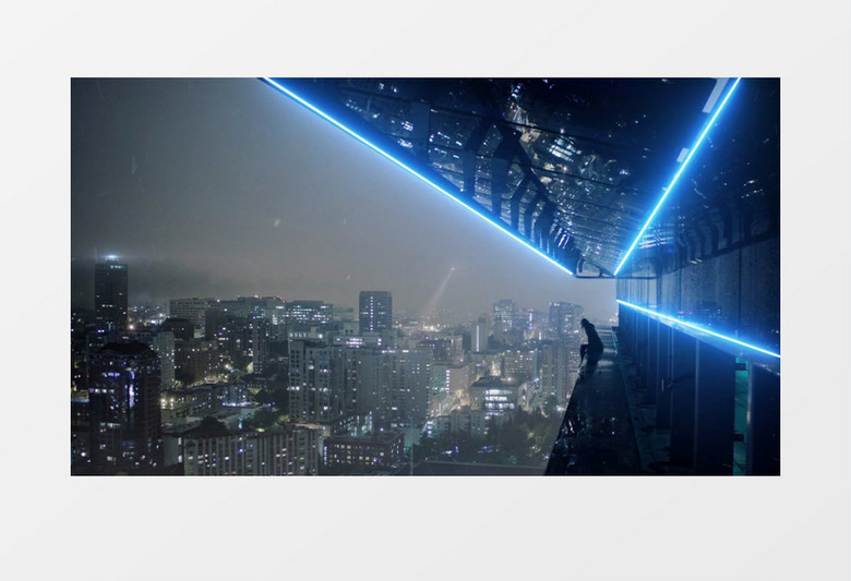 酷炫霓虹粒子城市背景视频素材有音乐