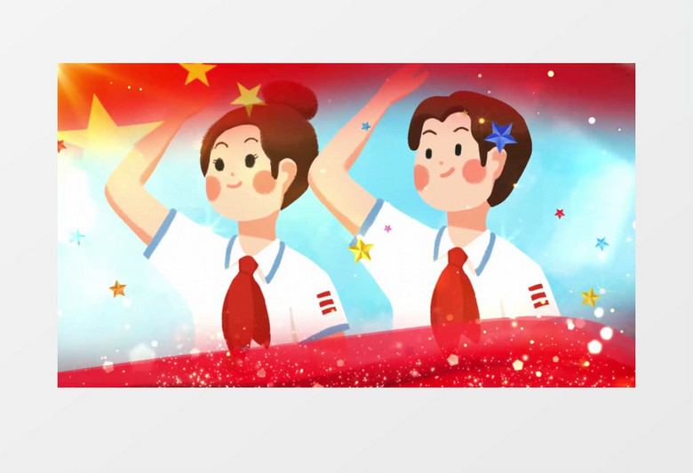红领巾相约中国梦儿歌舞台背景AE模板