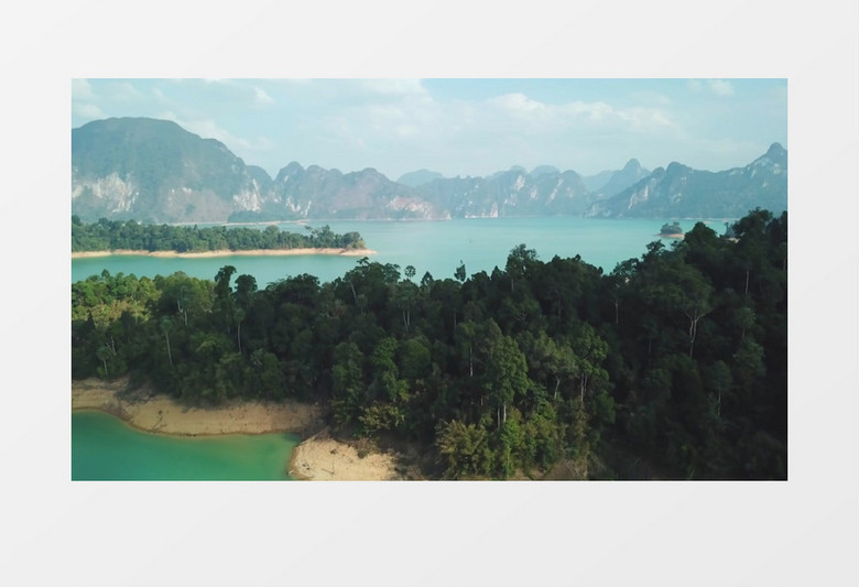 湖水周边的山川和植被景象实拍视频素材