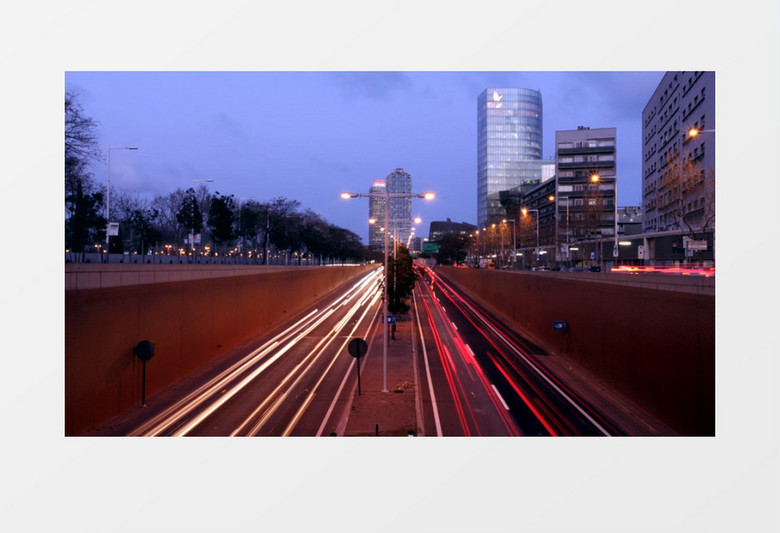 延时拍摄夜晚汽车车流状况实拍视频素材