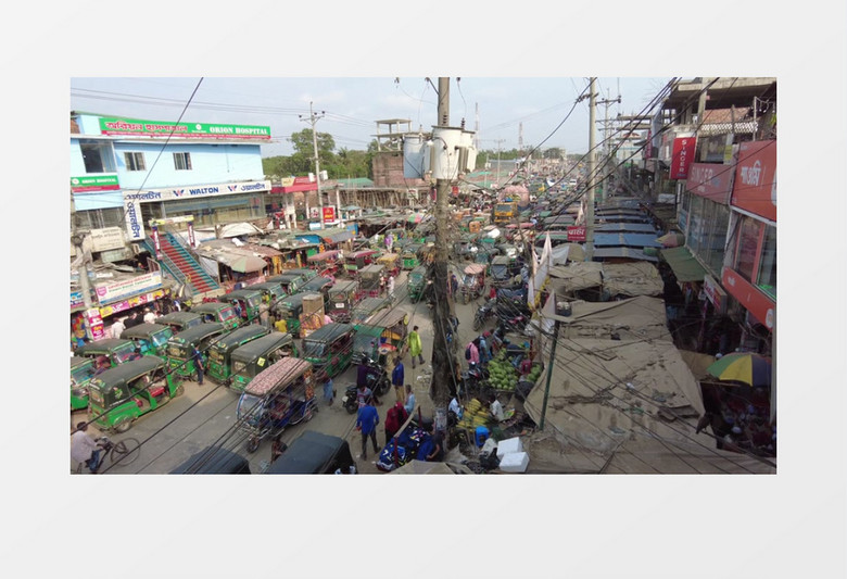 印度小镇上拥挤的车流实拍视频素材