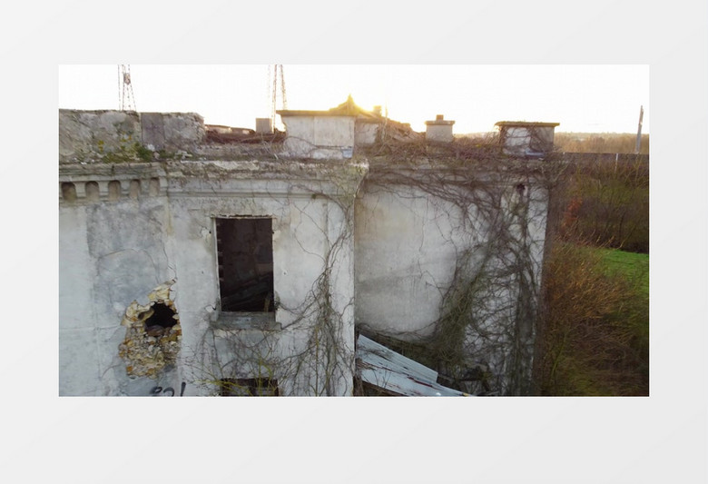 郊外斑驳废弃的古建筑实拍视频素材