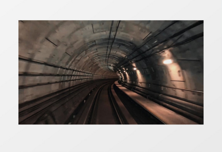 高速穿梭过隧道行驶在铁轨上实拍视频素材