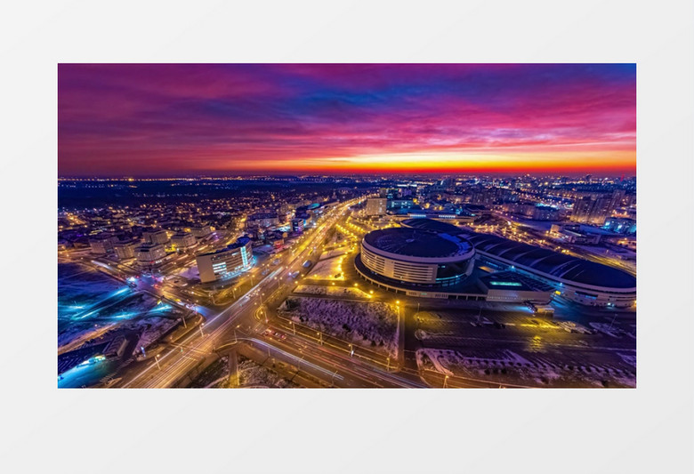 延时拍摄城市夜晚的车流实拍视频素材