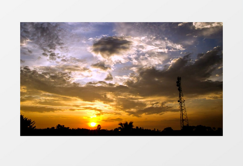 延时拍摄的落日及云朵实拍视频素材