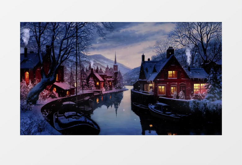 冬日被雪覆盖的湖边小屋实拍视频素材