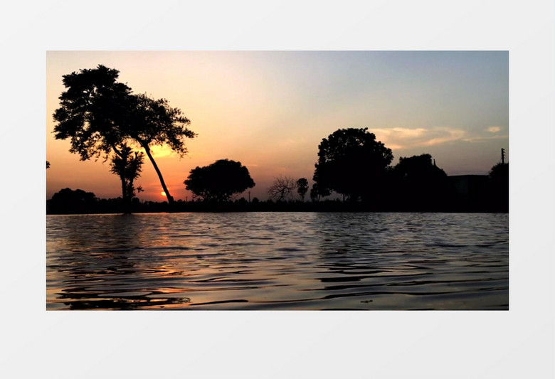 落日下波光粼粼的湖面实拍视频素材