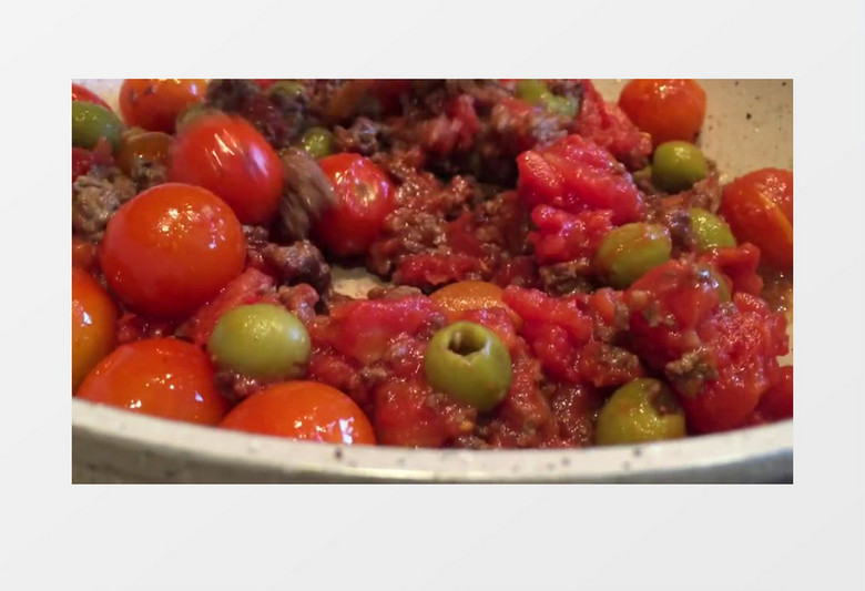 美味可口番茄酱加碎肉意大利面高清实拍视频