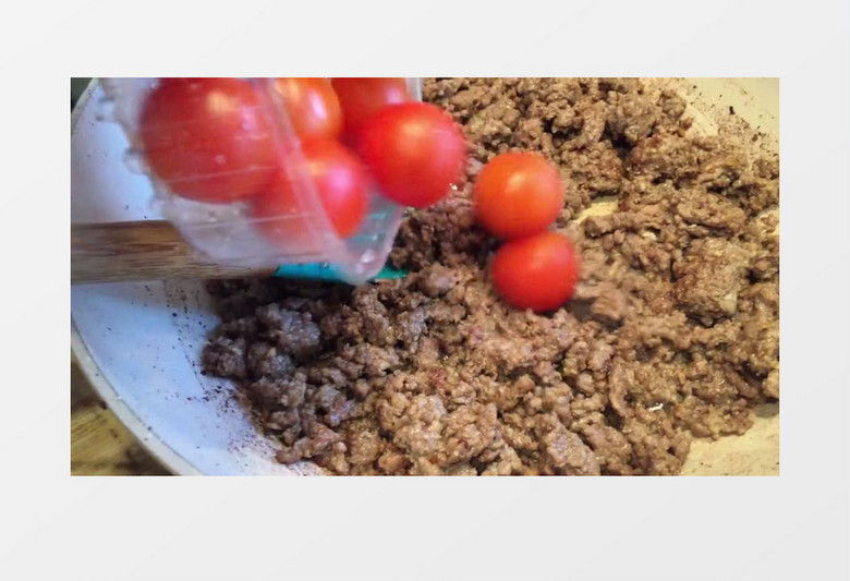 意大利面番茄酱碎肉制作高清实拍视频