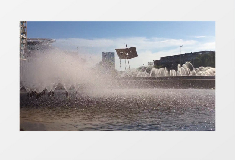 巴塞罗那户外公园喷泉街景实拍视频