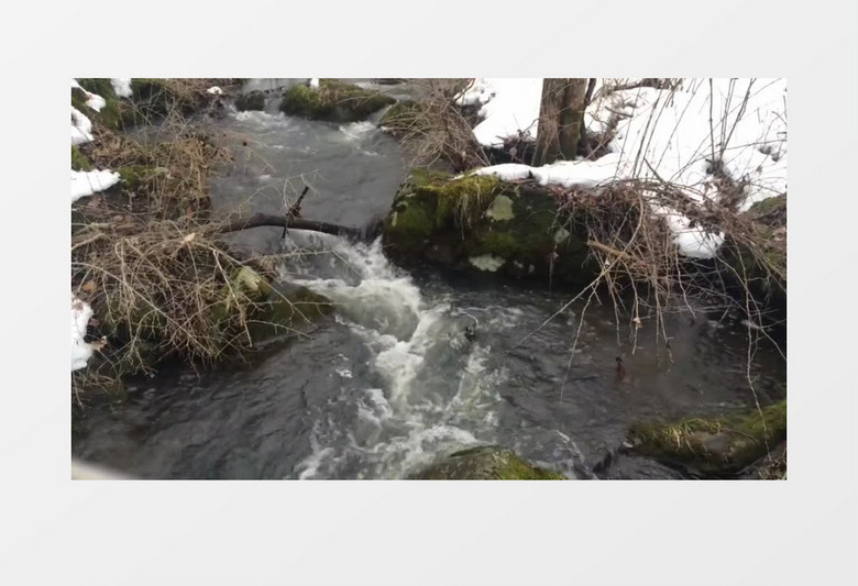 冬天户外河流流水实拍视频素材