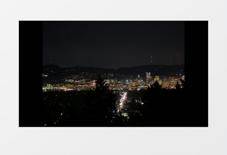 绚丽璀璨夜晚城市灯光远景实拍视频素材