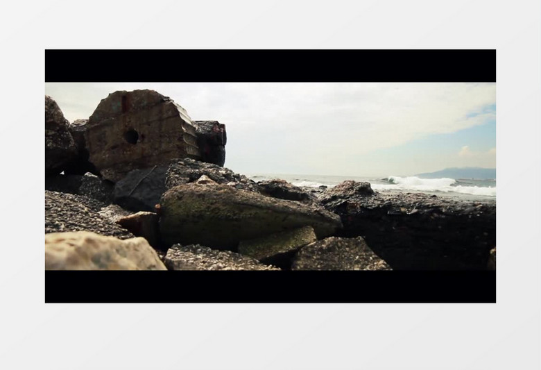 海景海洋沙滩石头实拍视频素材