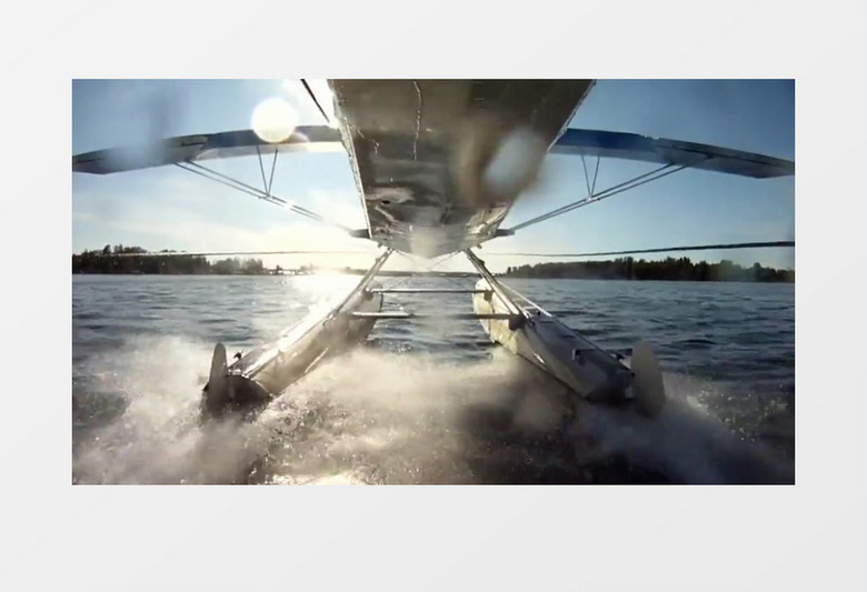 飞行员飞机起飞湖面特写视频素材