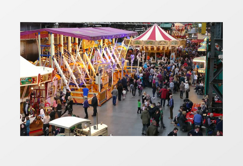 高清游乐场人群实拍视频素材