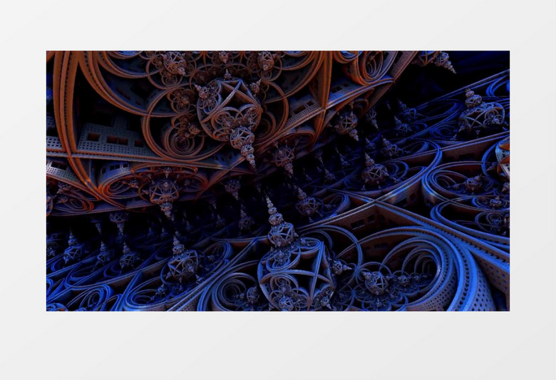 蓝色抽象混沌分型视频素材