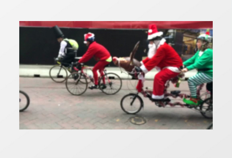 圣诞老人骑自行车实拍视频素材
