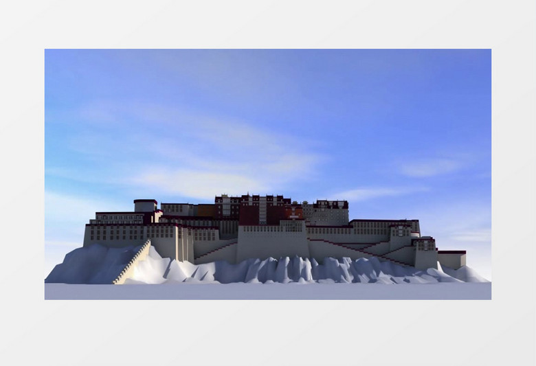 动画模拟布达拉宫宫廷结构视频素材