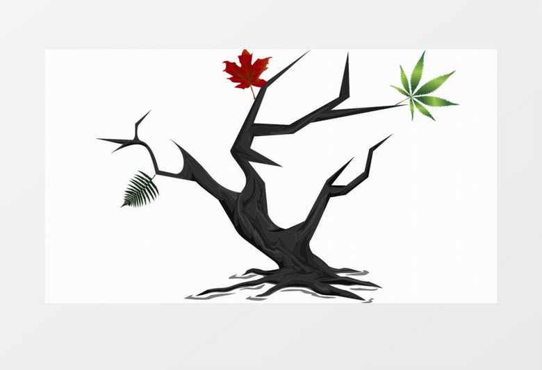 动画图模拟冬天树叶掉落现象视频素材
