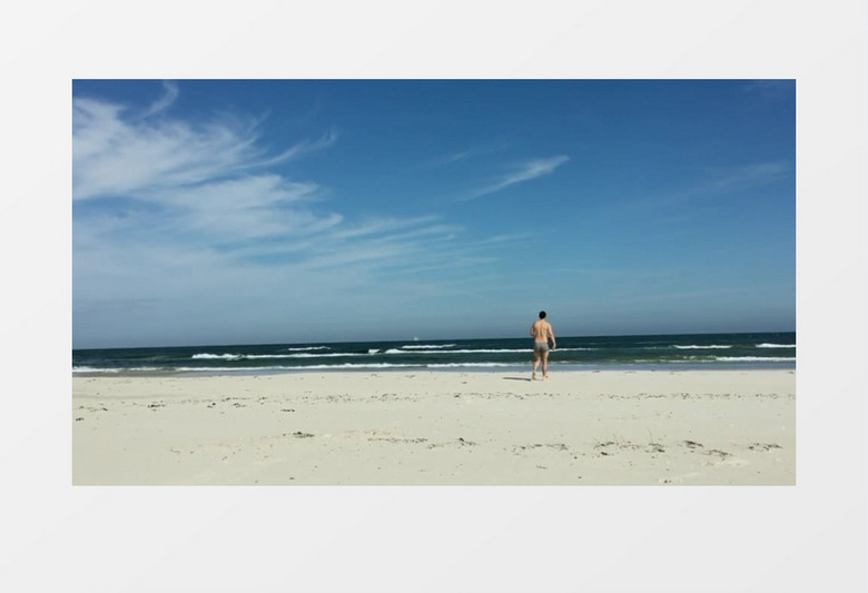 夏天悠闲海滩旅游远景实拍视频素材