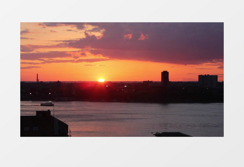 高清实拍海上落日夕阳余晖里的缩影实拍视频素材