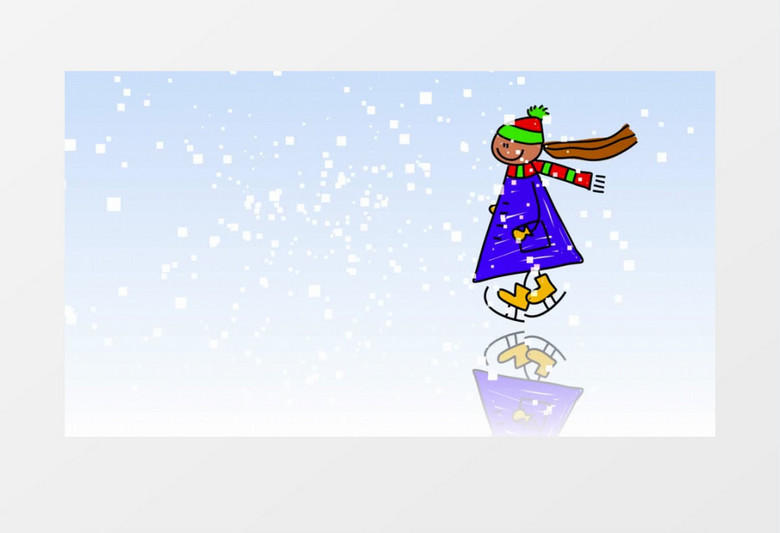 卡通可爱人物圣诞节滑雪活动视频素材