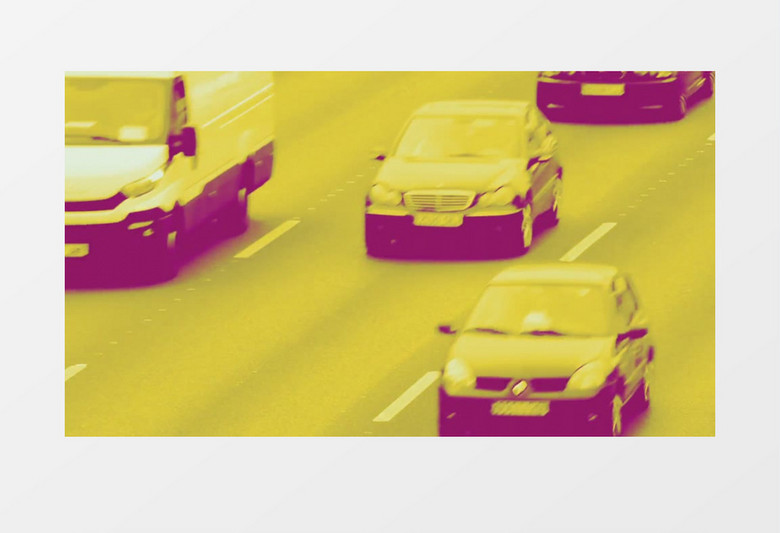 红黄动态图模拟汽车在公路上行驶视频素材
