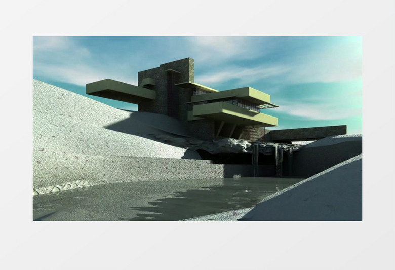 一天内水边建筑物在日光下的光影变化视觉明暗变化视频素材