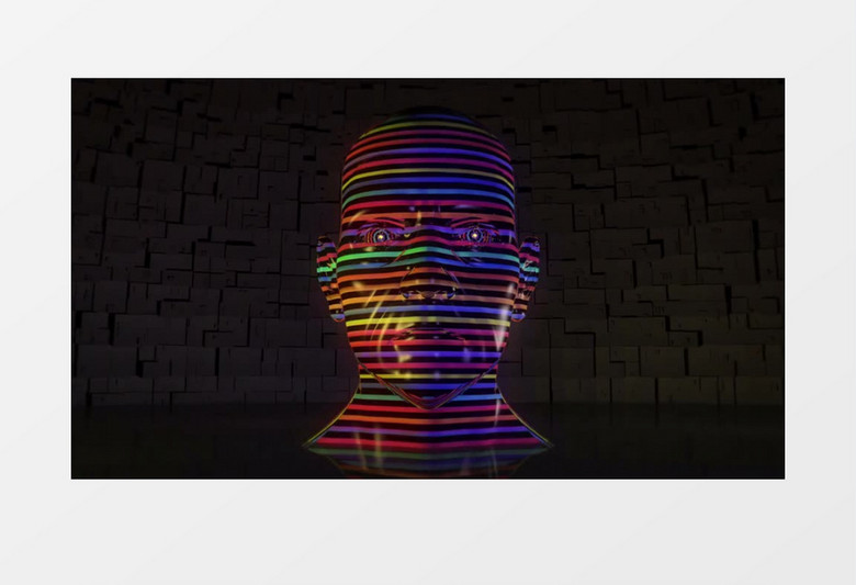 炫酷动画展示人体头部光圈颜色变化形成的奇特景象视频素材