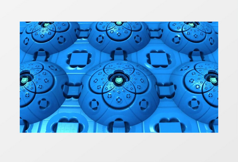 蓝色的球状物体升起落下形成的对称的动态画视频素材