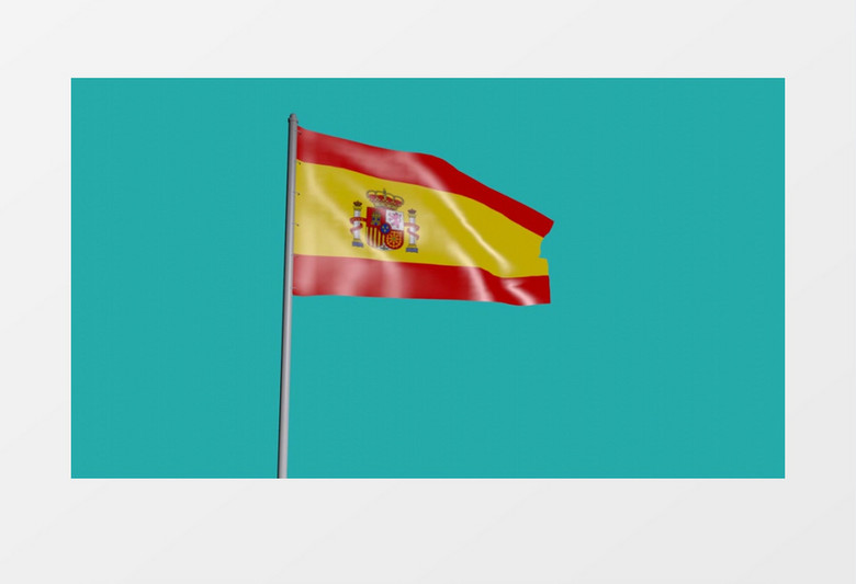 高清特效动画制作西班牙国旗随风飘扬视频素材