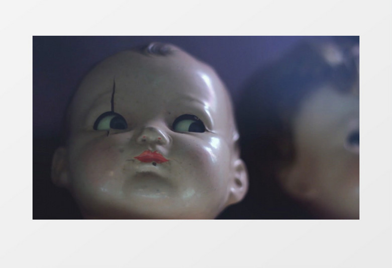 高清实拍可怖的玩偶娃娃头实拍视频素材