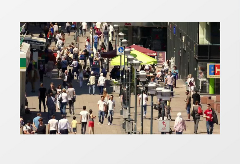 城市街头市场行人实拍视频素材