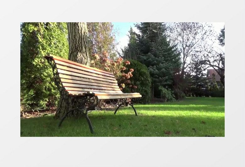 公园草地长椅实拍视频素材