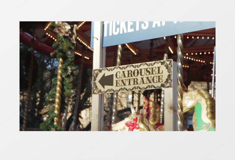 游乐场中游戏旋转木马实拍视频距离